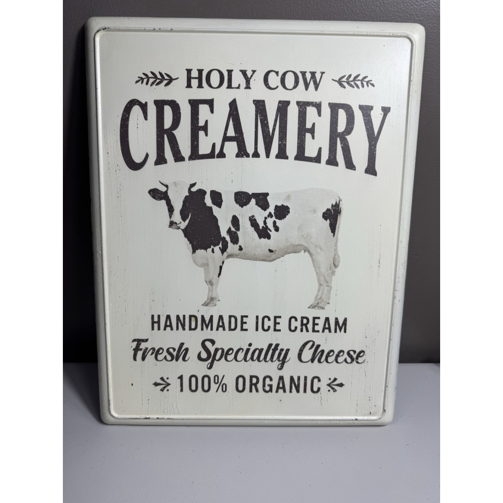 Bee & Willow Holy Cow Creamery Sign Farmhouse Kitchen Wall Decor 18x14 Rustic - Picture 1 of 3